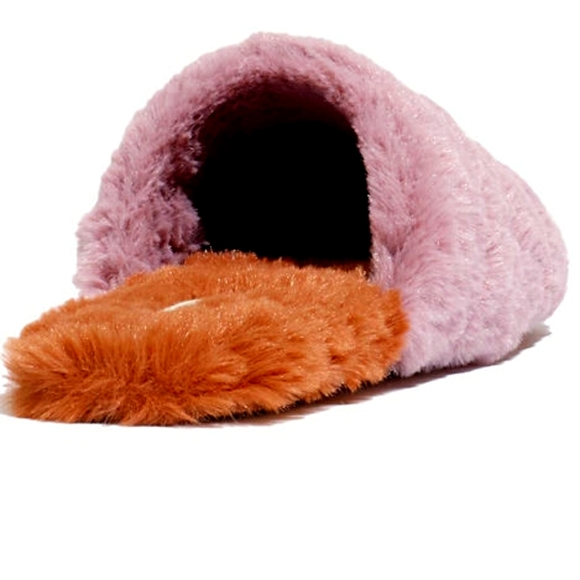 Colorblock Quilted Scuff Slippers in Recycled Faux Fur - Picture 3 of 3